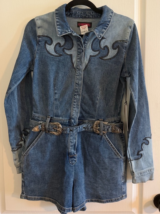 Rock & Roll Denim Pants - NWT Rock & Roll Denim~ Embroidered Western Romper w/Double Buckle Belt   Sz S
